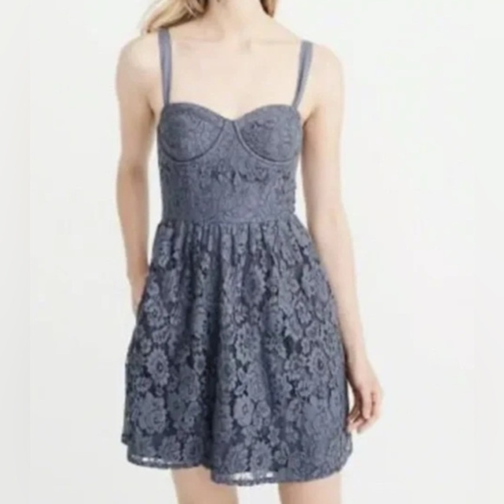 Abercrombie & Fitch Blue Floral Lace Sweetheart Neckline Dress Sz. S NWT!